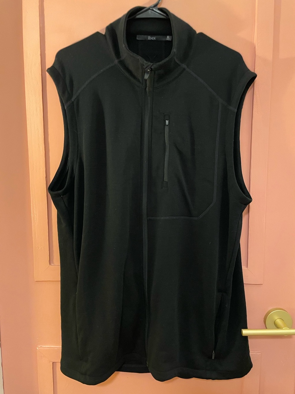 ibex Men's Black Full-Zip Fleece Vest with Subtle Logo